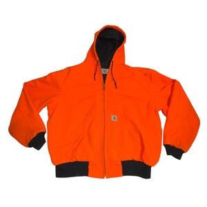 Vintage Carhartt Hooded Active Jacket Orange Blaze Neon JRW09 Size XXL USA Made